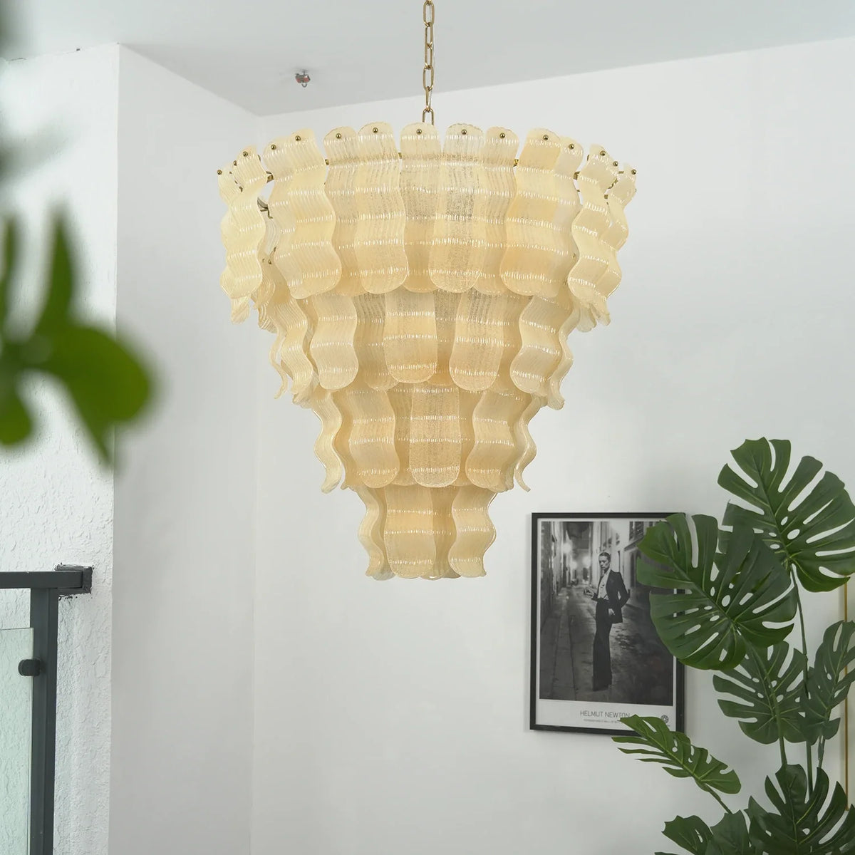 Frosted Wave Layered Glass Chandelier