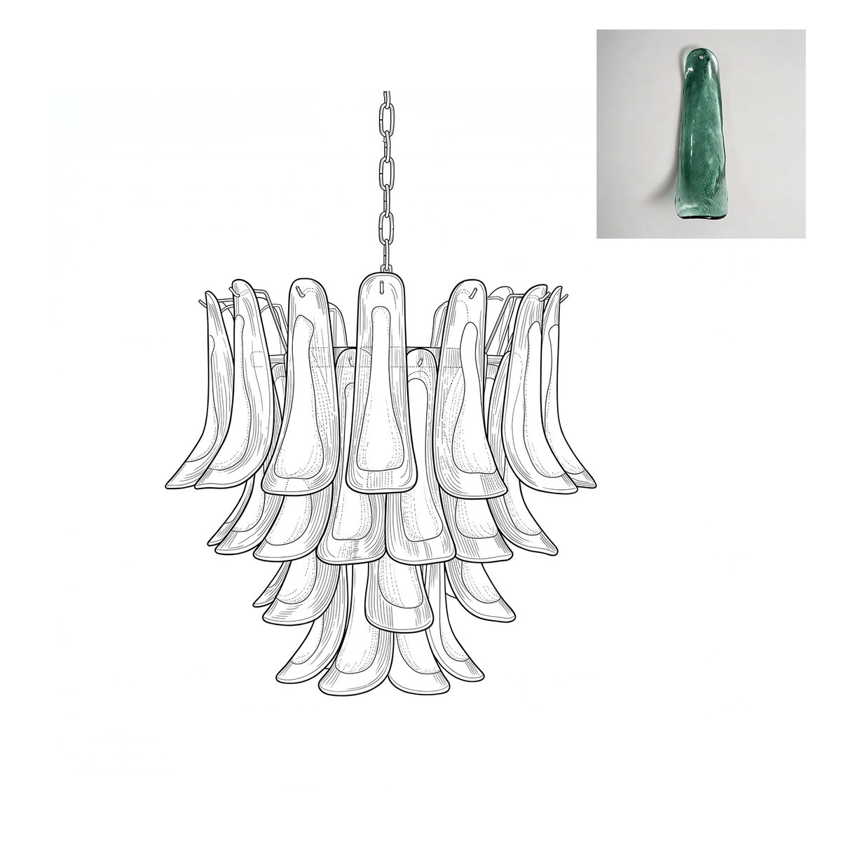 Glass Murano Petals Chandelier