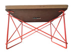 Red Eames LTR wire base table with plywood top. Vintage mid-century modern accent furniture. Vintage as-is in very good condition
