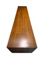 A vintage mid-century modern Lane Pueblo oak credenza featuring Brutalist geometric carved wood drawer fronts.