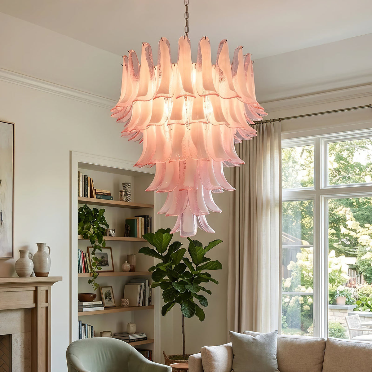Large Vintage Murano Petal Chandelier