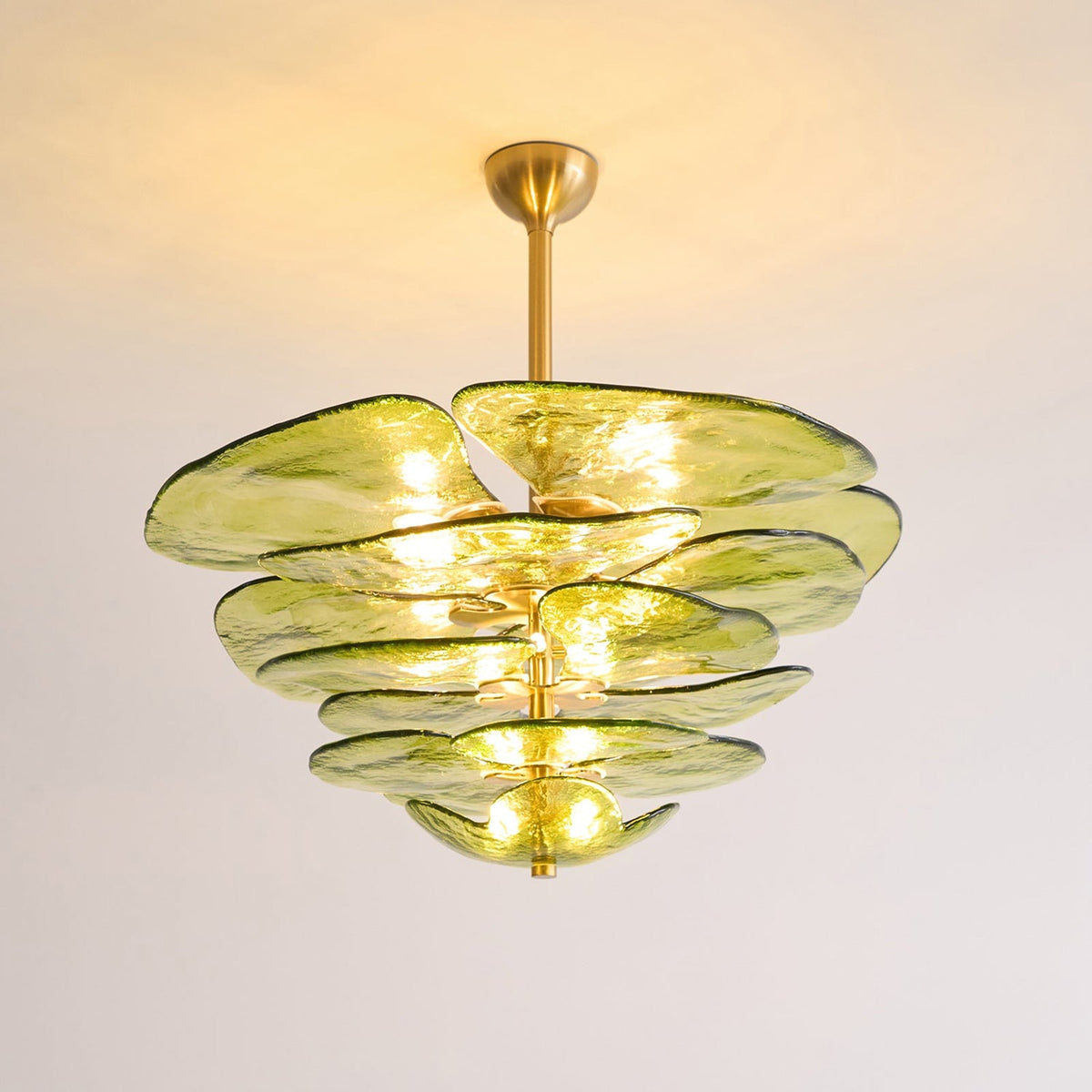 Lotus Leaf Layered Glass Chandelier