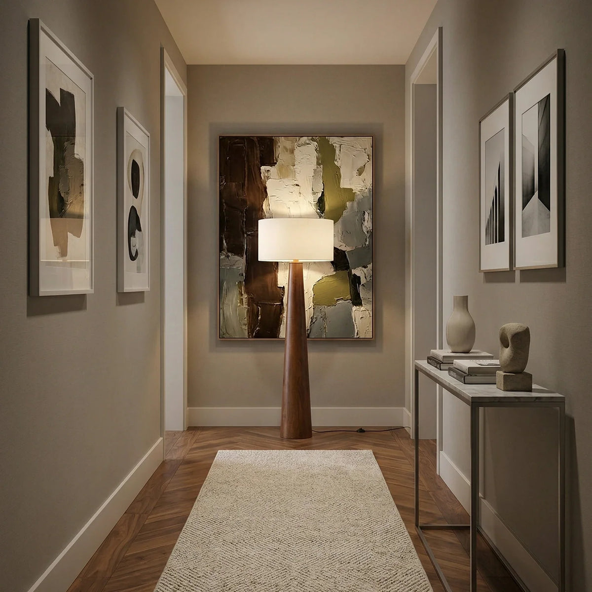 Pleated Fabric Tapered Floor Lamp