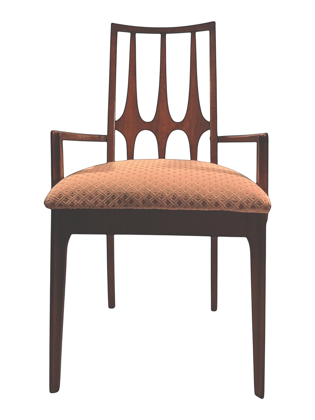 Set of 6 Vintage Broyhill Brasilia Walnut Dining Chairs (2 Arm, 4 Side)
