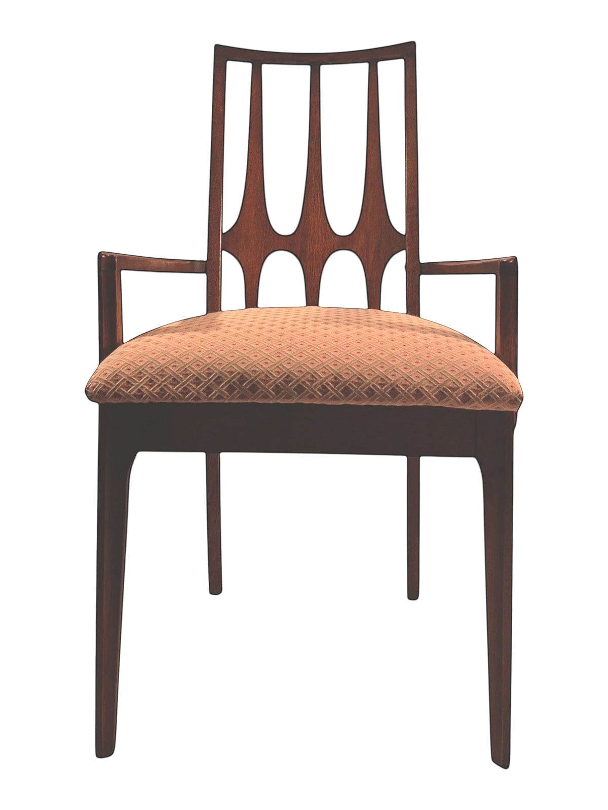 Set of 6 Vintage Broyhill Brasilia Walnut Dining Chairs (2 Arm, 4 Side)