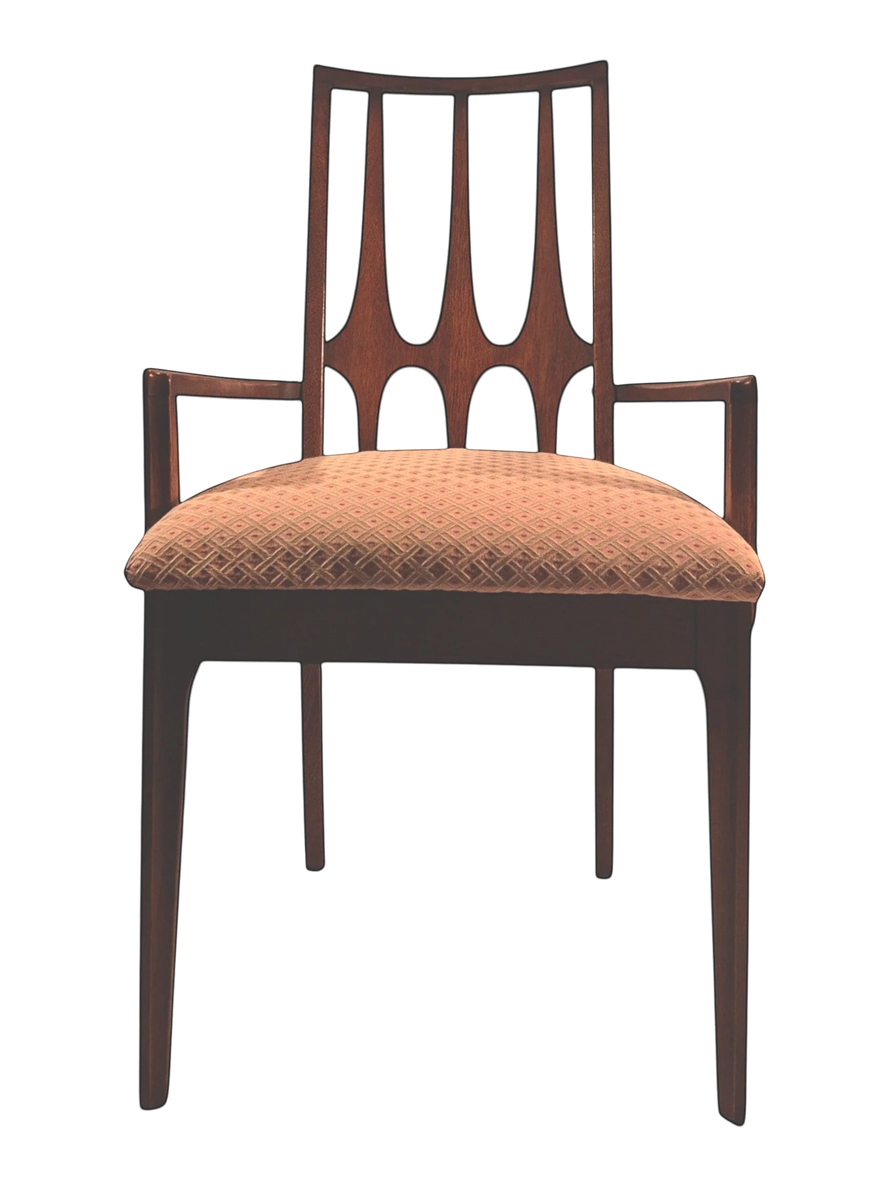 Set of 6 Vintage Broyhill Brasilia Walnut Dining Chairs (2 Arm, 4 Side)