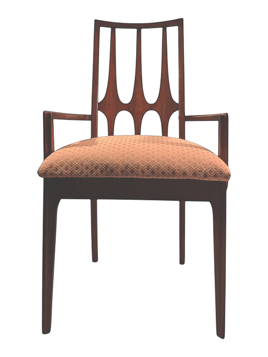 Set of 6 Vintage Broyhill Brasilia Walnut Dining Chairs (2 Arm, 4 Side)