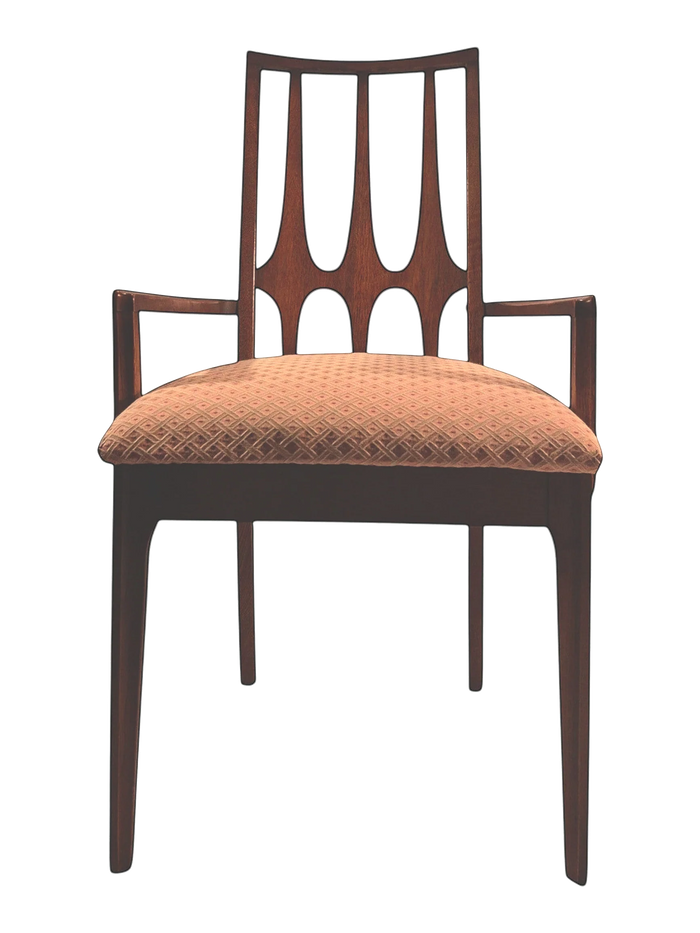 Set of 6 Vintage Broyhill Brasilia Walnut Dining Chairs (2 Arm, 4 Side)