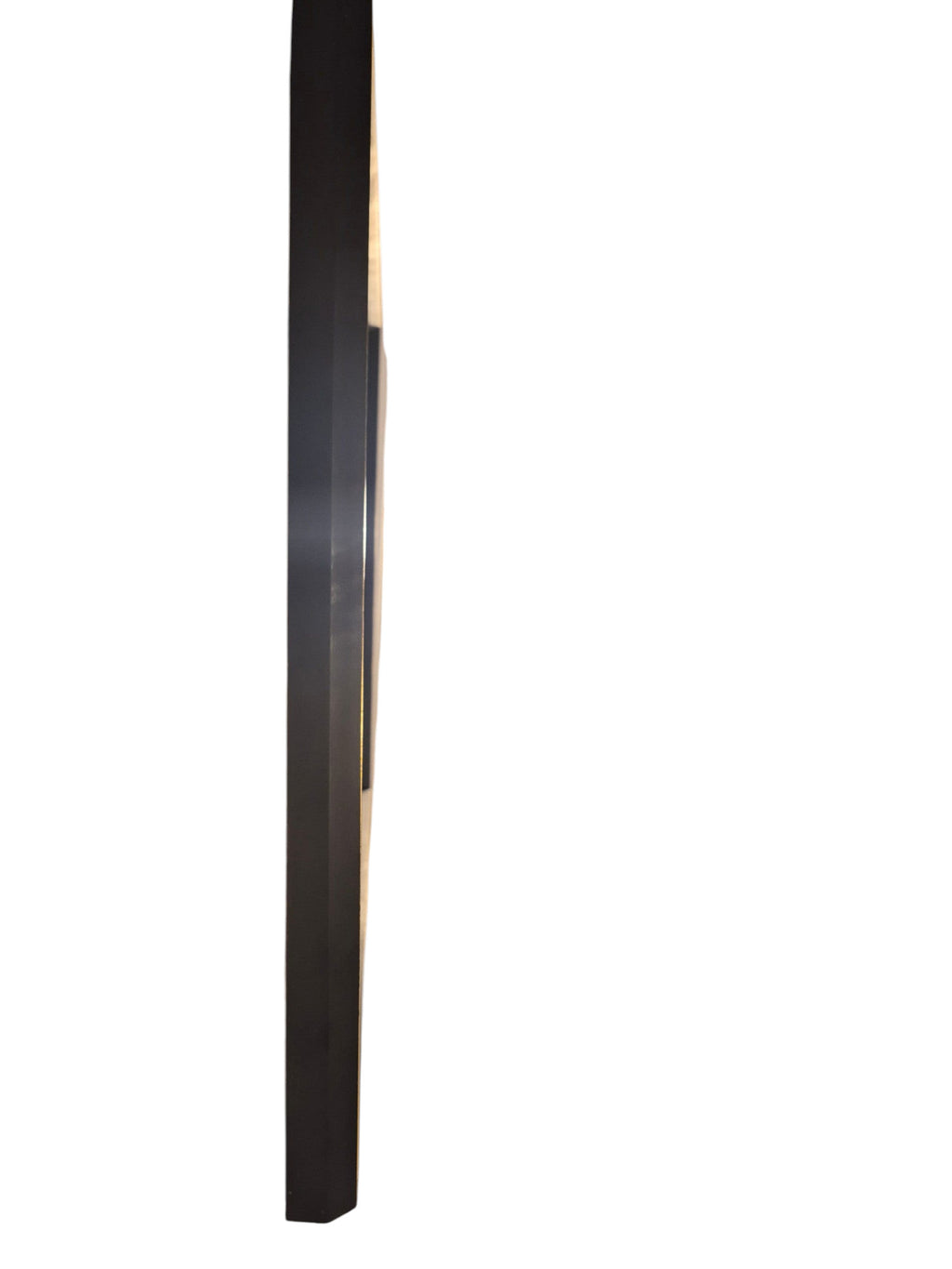 Side profile of a Curated Vintage Design large black framed wall art piece with a professional dust cover backing.