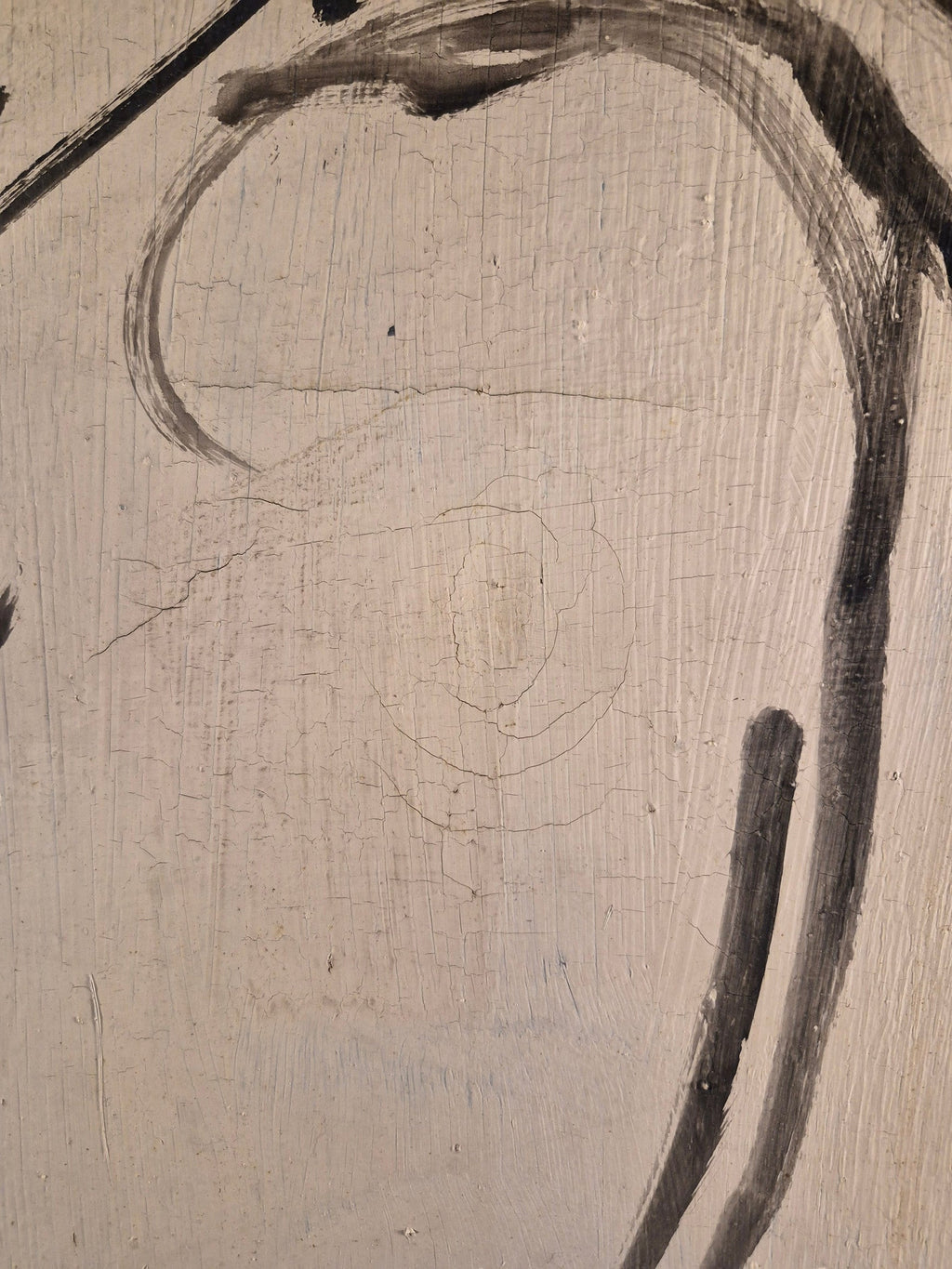 Curated Vintage Design stretched canvas featuring a textured off-white surface with aged crackle finish and black paint