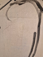 Curated Vintage Design stretched canvas featuring a textured off-white surface with aged crackle finish and black paint