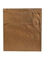 Back view of Curated Vintage Design framed art print showing brown paper backing and wire hanging hardware