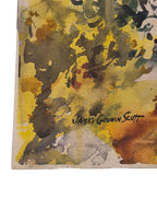 Curated Vintage Design original watercolor floral painting by James Godwin Scott with yellow and charcoal brushwork