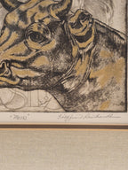 Curated Vintage Design Siegfried Reinhardt Moses artist proof print featuring detailed bull portrait with gold accents