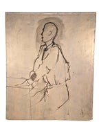 Curated Vintage Design large stretched canvas featuring a minimalist black ink figure sketch on a textured surface.