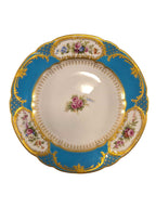 Curated Vintage Design ornate porcelain plate with turquoise border, gold filigree, and hand-painted floral accents.