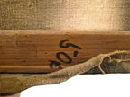 Curated Vintage Design stretched canvas with textured weave and wooden stretcher frame featuring vintage markings