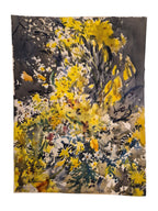 Curated Vintage Design original watercolor floral painting by James Godwin Scott in yellow and charcoal gray tones.
