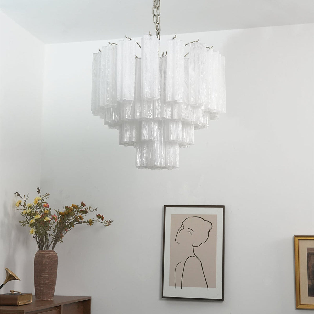 Murano Star Shaped Tube Glass Chandelier