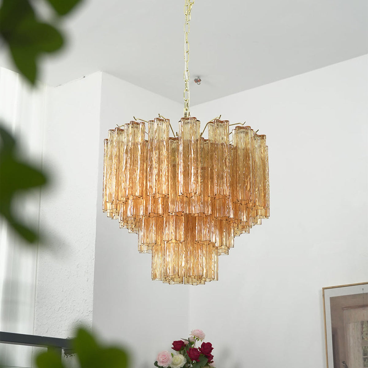 Murano Star Shaped Tube Glass Chandelier