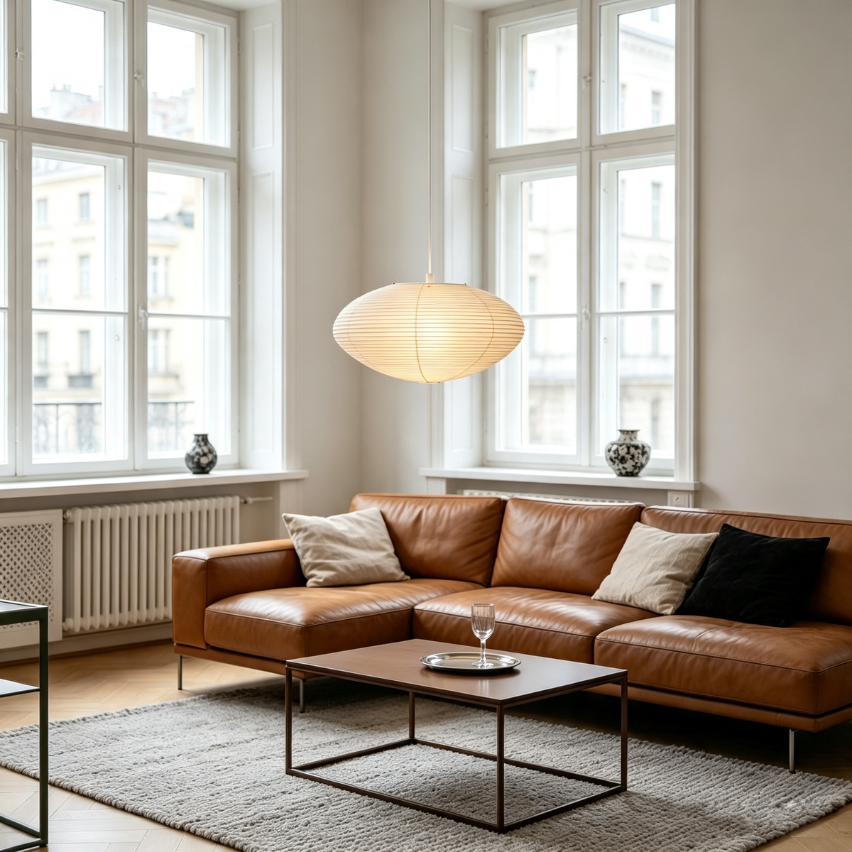Washi Paper Oval Pendant Light