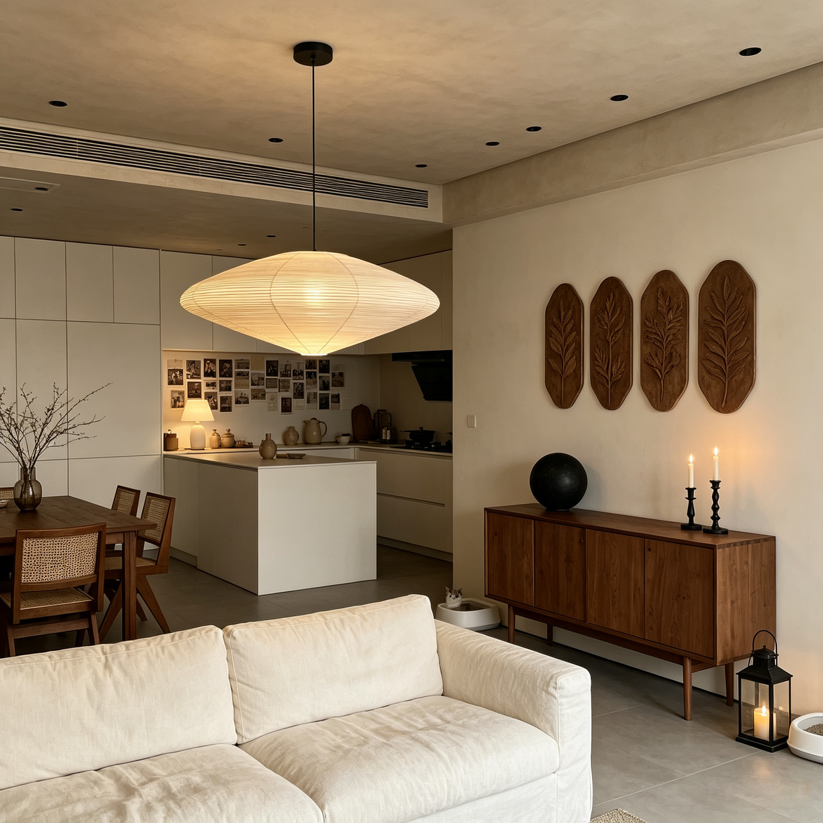Washi Paper Oval Pendant Light