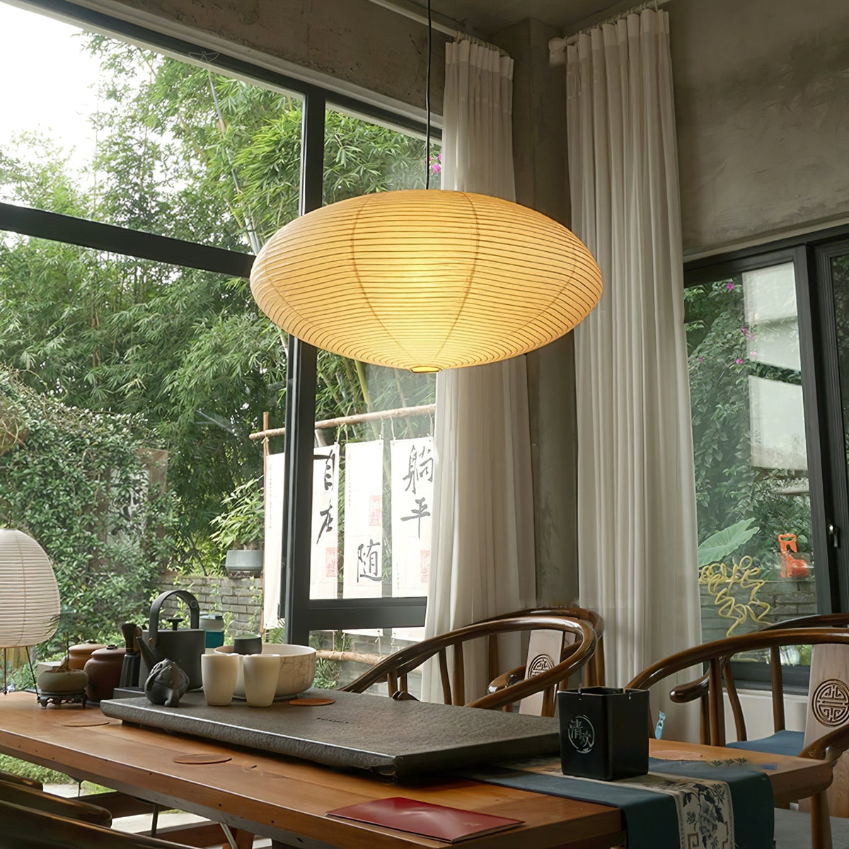 Washi Paper Oval Pendant Light