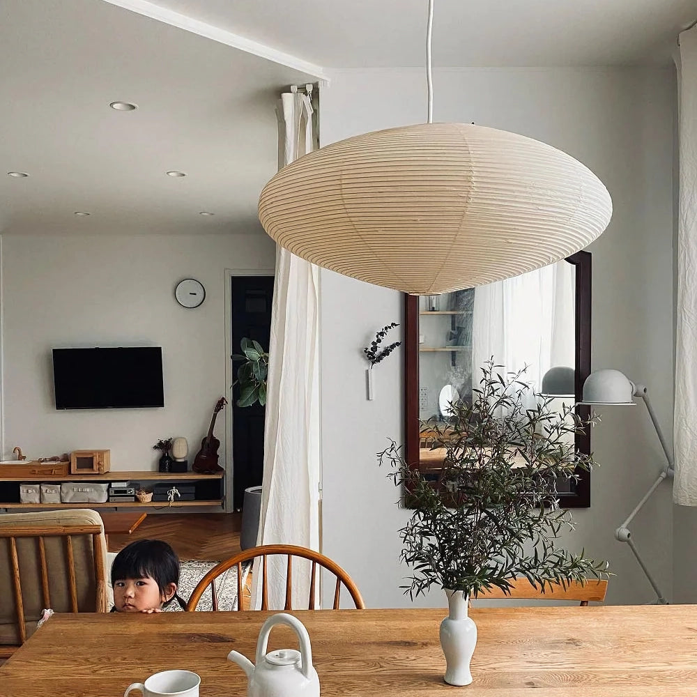 Washi Paper Oval Pendant Light