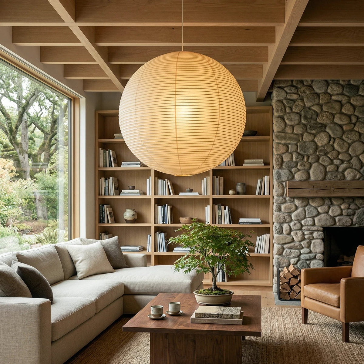 Washi Paper Spherical Pendant Light