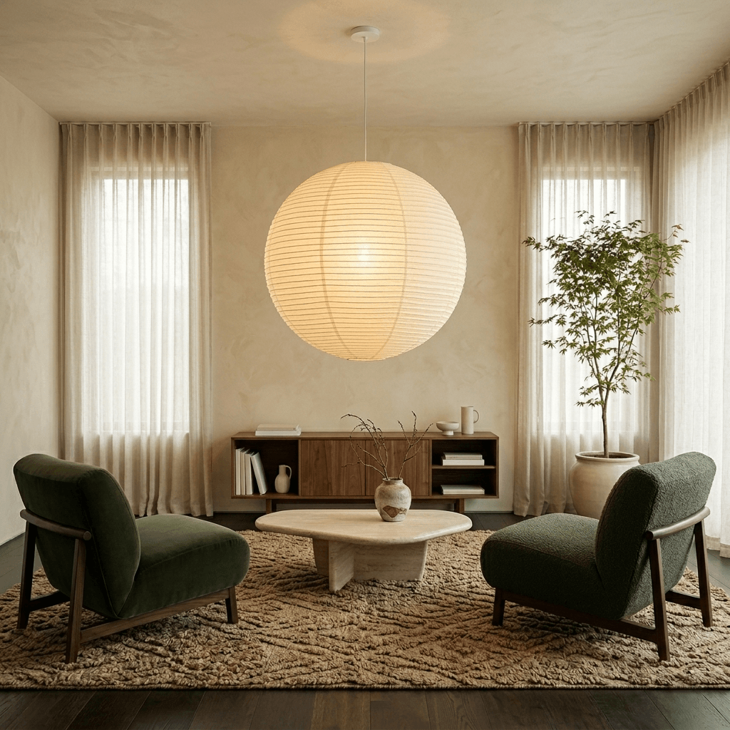 Washi Paper Spherical Pendant Light