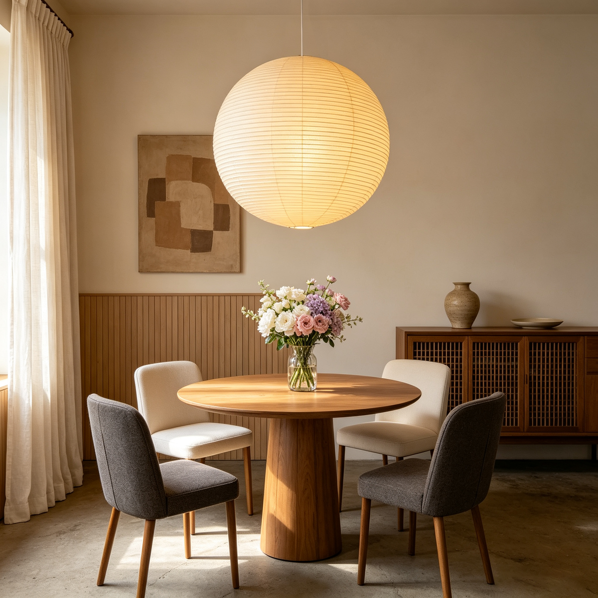 Washi Paper Spherical Pendant Light