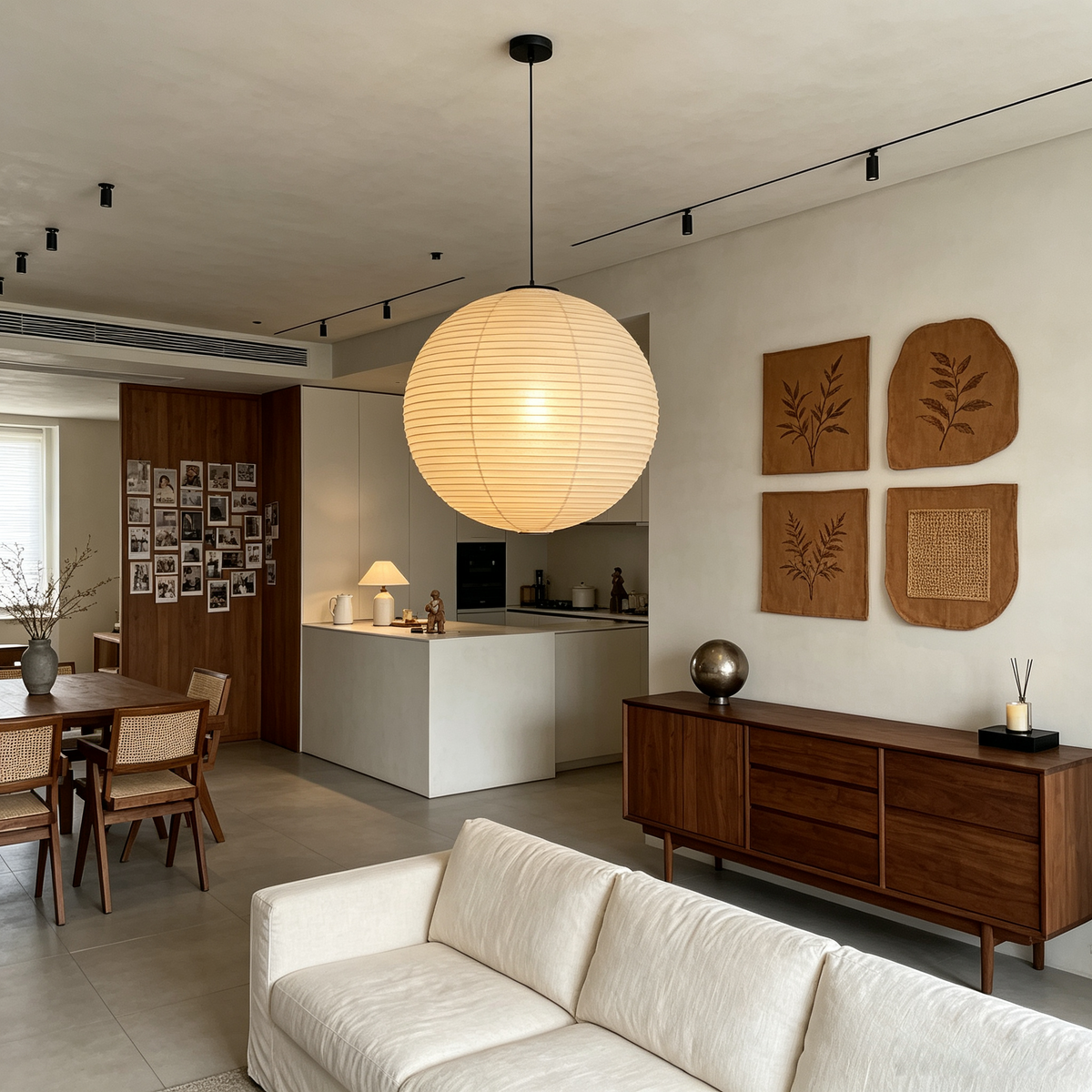 Washi Paper Spherical Pendant Light