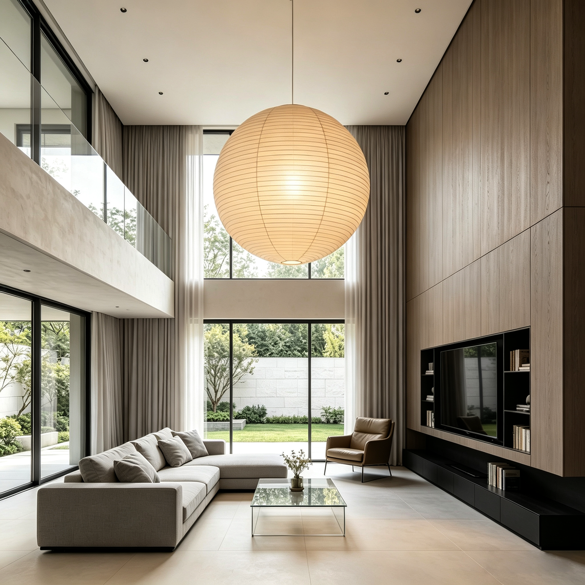 Washi Paper Spherical Pendant Light