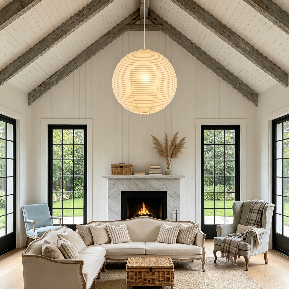 Washi Paper Spherical Pendant Light