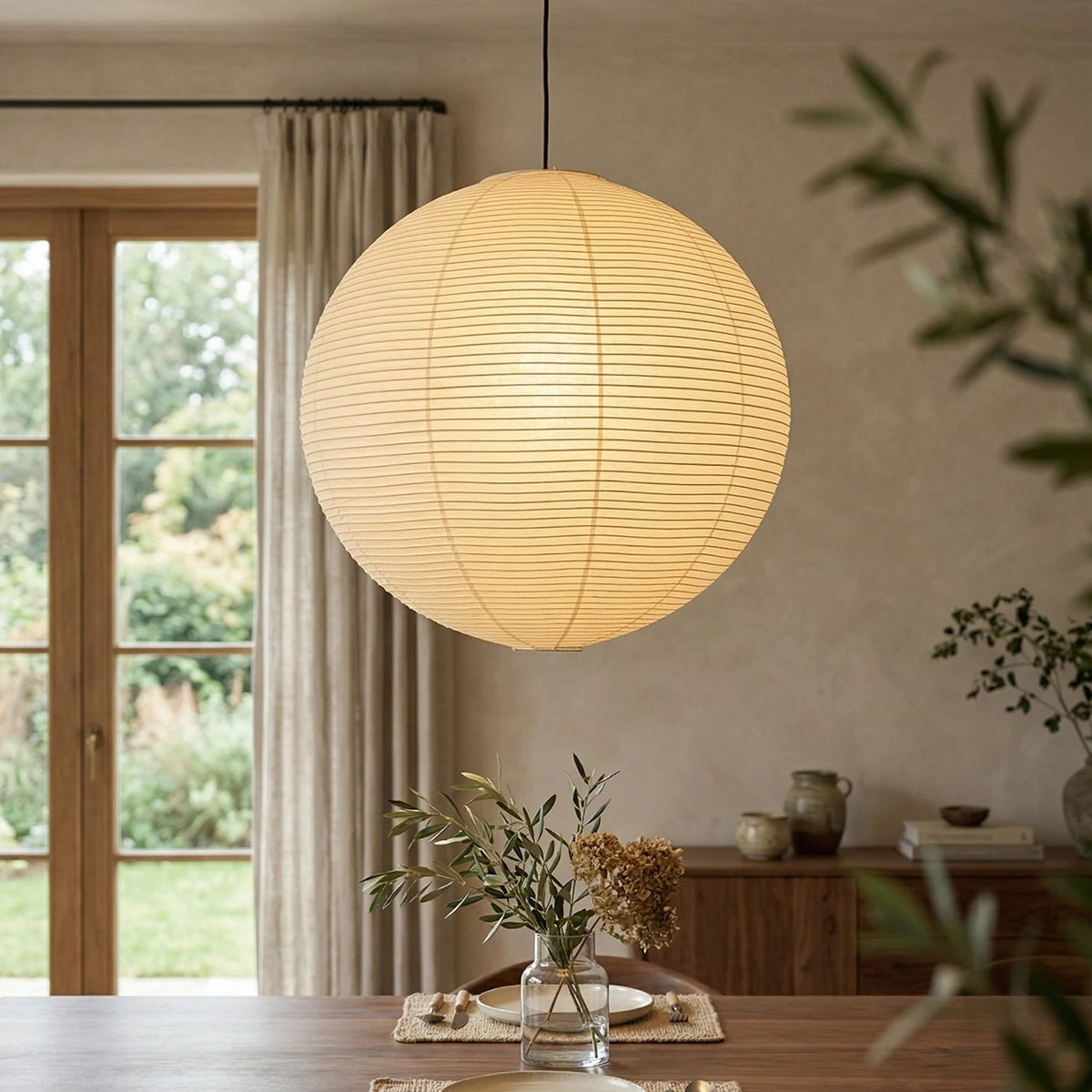 Washi Paper Spherical Pendant Light