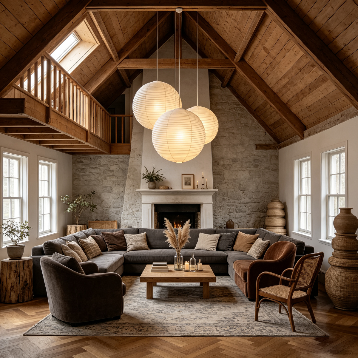 Washi Paper Spherical Pendant Light
